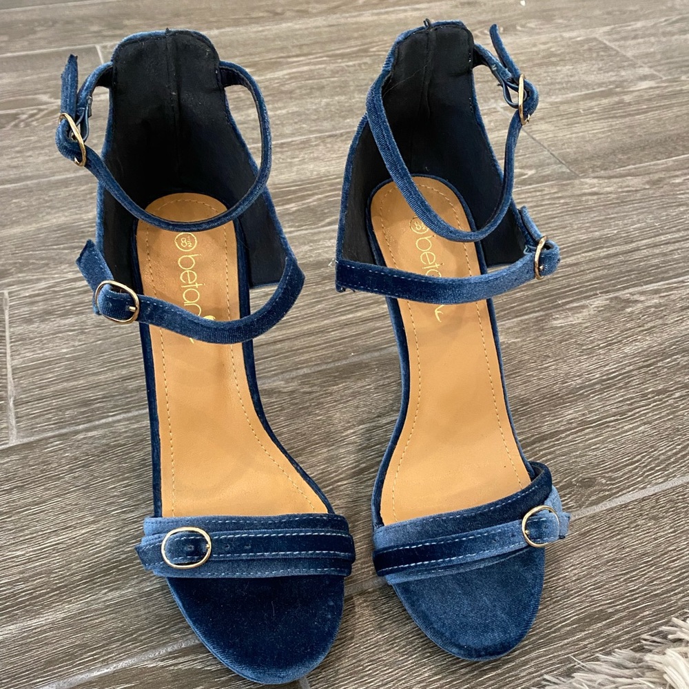 Blue velvet heels! Size 8.5